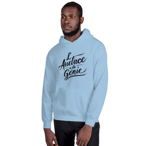 Sweat à capuche pour homme et femme – L'audace a du génie – Image 3