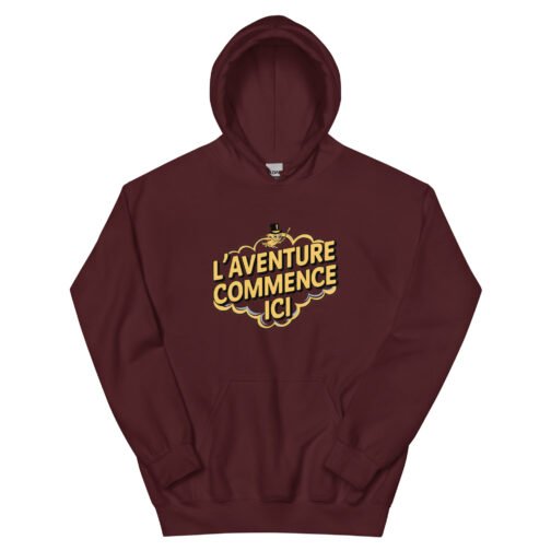 Sweat à capuche pour homme et femme – L'aventure commence ici – Image 3