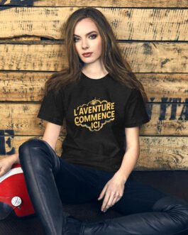 T-shirt personnalisé homme et femme – L’aventure commence ici