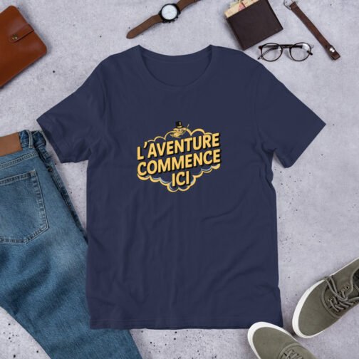 T-shirt personnalisé homme et femme – L'aventure commence ici – Image 5